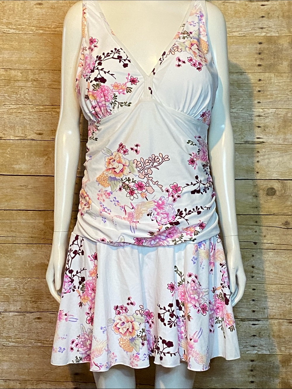 NWT Cocopear White Floral Swimsuit with Skirt